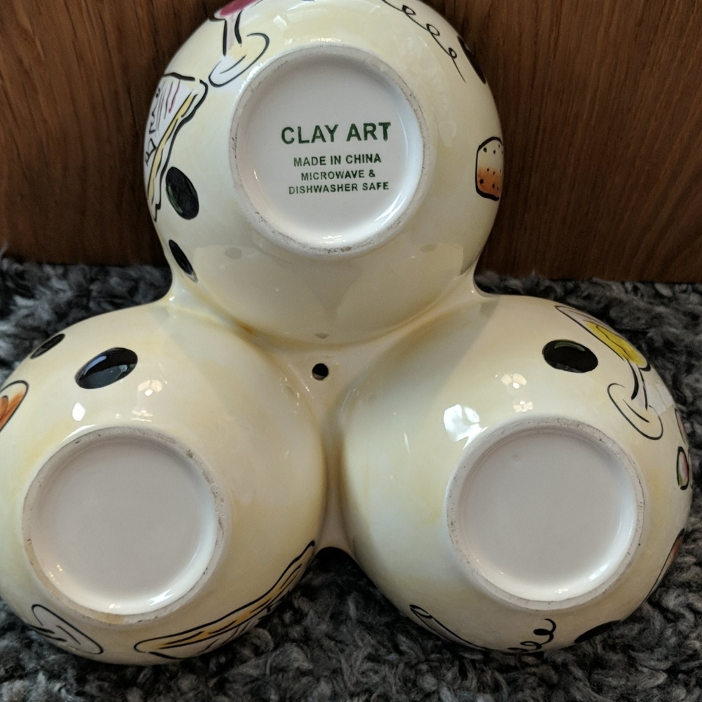 CLAY ART 3 section serving dish - Picture 7 of 7